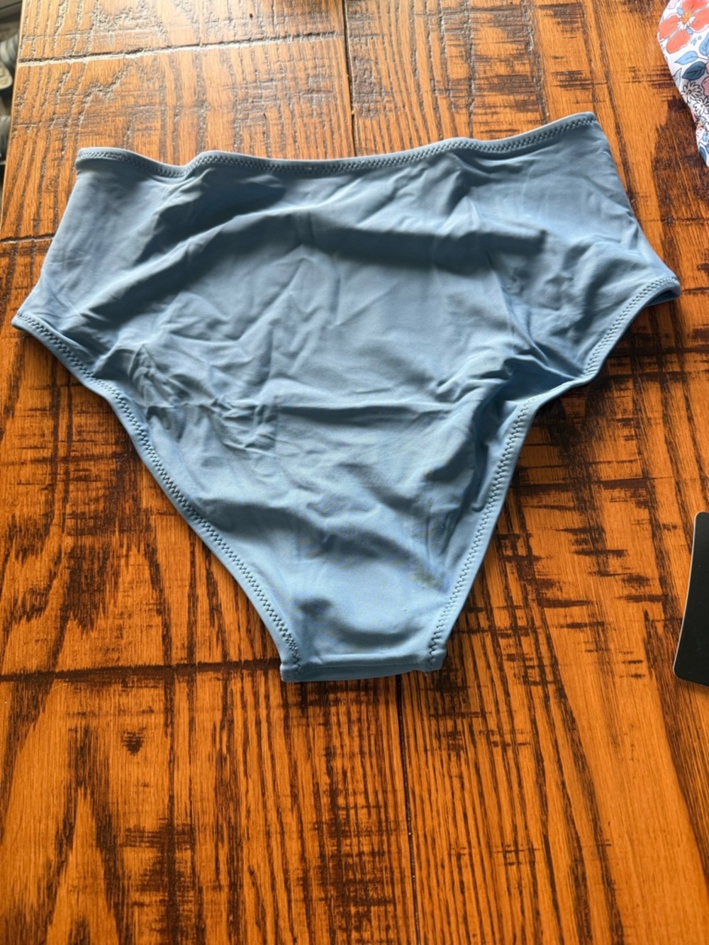 Floral Tankini Top and Blue High-Waist Bottoms - Blue Floral - Picture 2 of 3